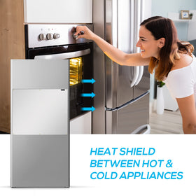 FLASLD heat shield beside oven protects nearby surfaces.