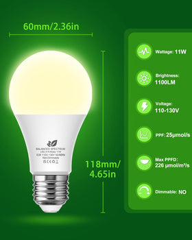Flaspar A19 LED grow light bulb labeled energy efficient and low heat