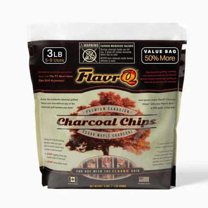 FlavrQ 3lb bag front view for quick, convenient grilling.
