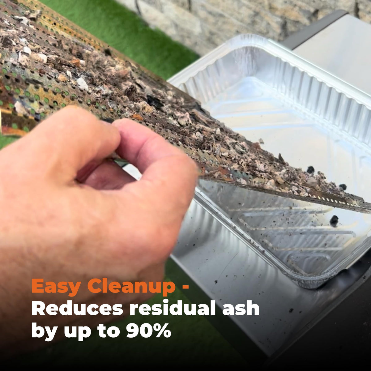 Minimal ash left for easier cleanup after grilling