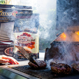 Low-ash FlavrQ charcoal for easier cleanup after grilling.