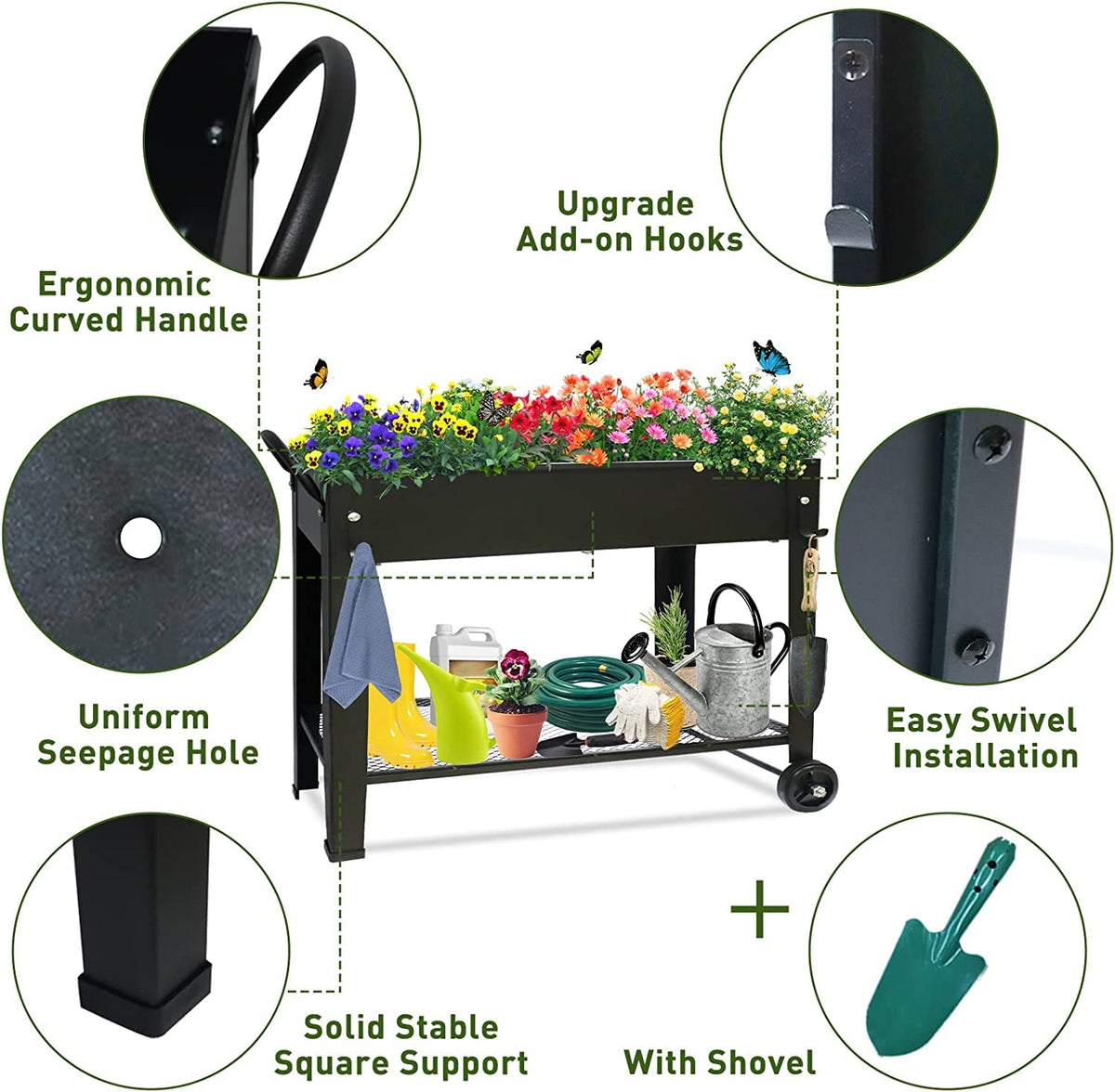 Fleecy day non-toxic elevated bed suitable for vegetables and herbs.