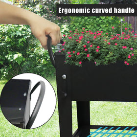 Fleecy day planter with handle and wheels enabling effortless relocation.