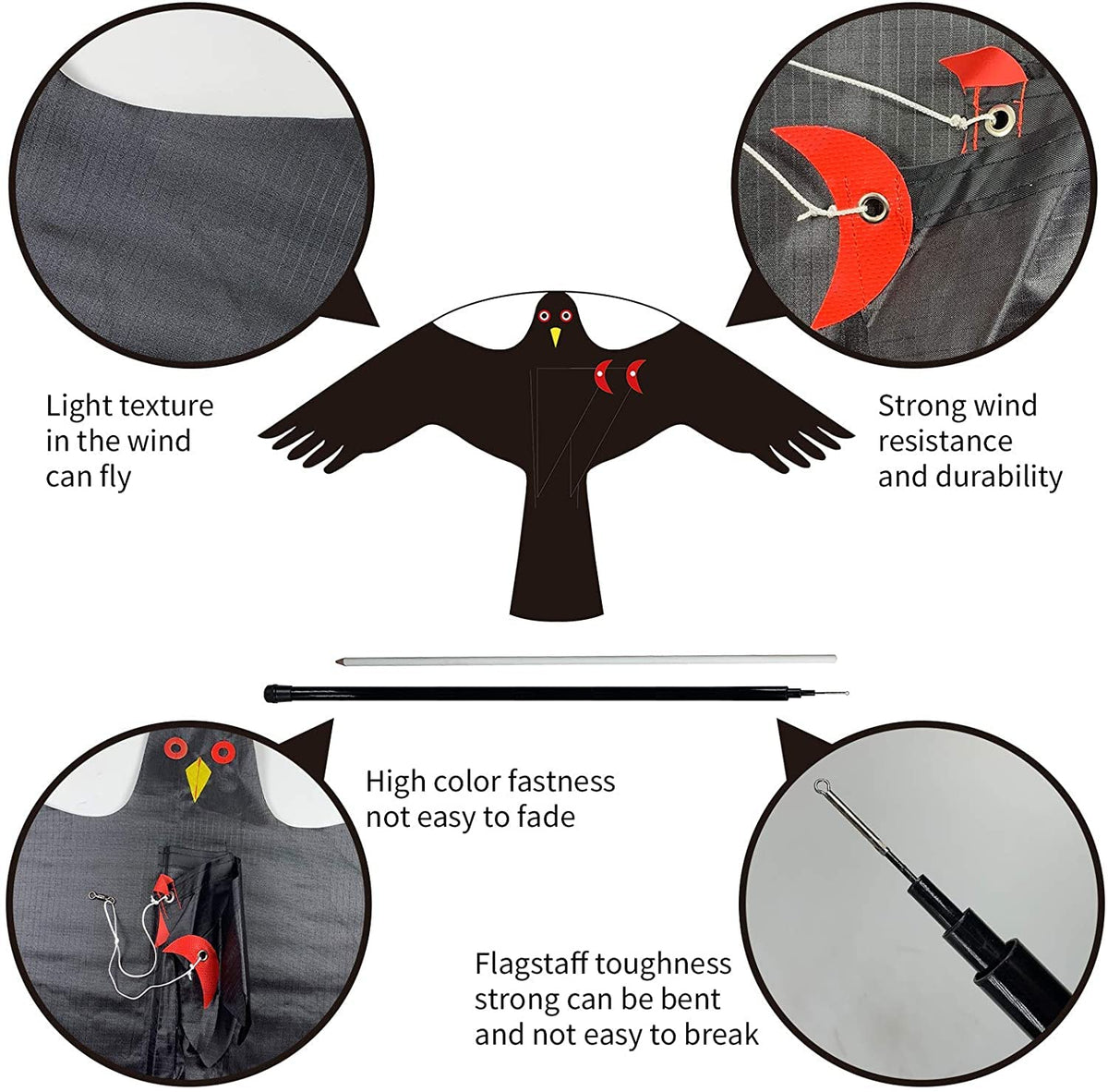 Flerigh 4m pole setup protects fields from flocking birds.