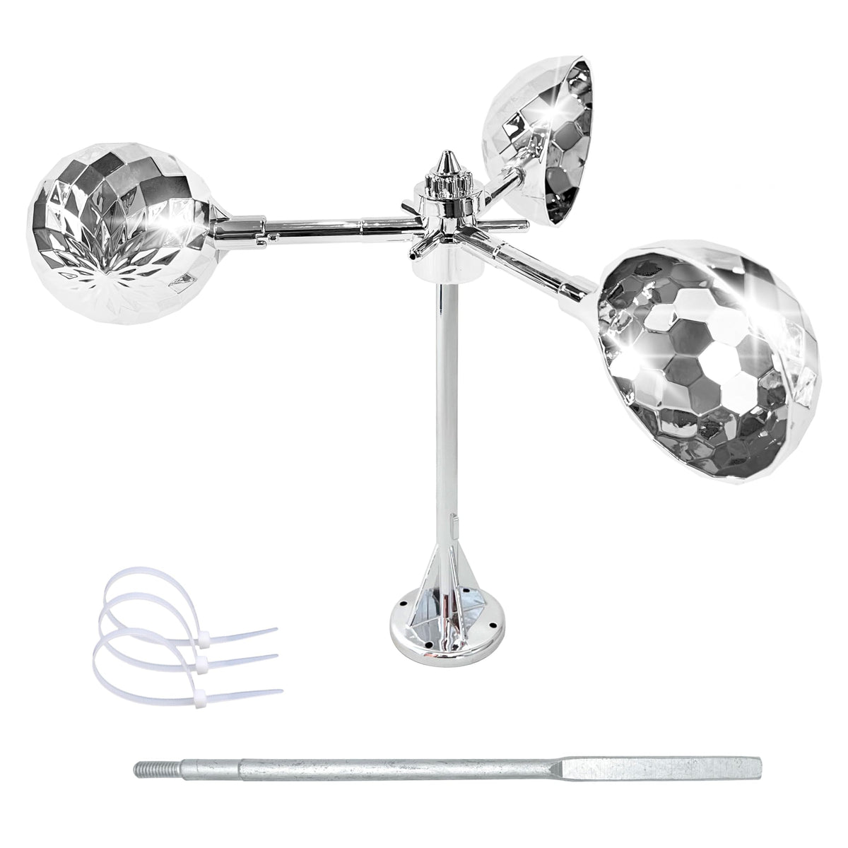 Flerigh bird deterrent spinning cups for outdoor railings with reflective light cues