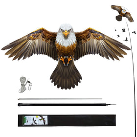 Flerigh Bird Hawk Kite on a 13ft pole guarding crops from pest birds