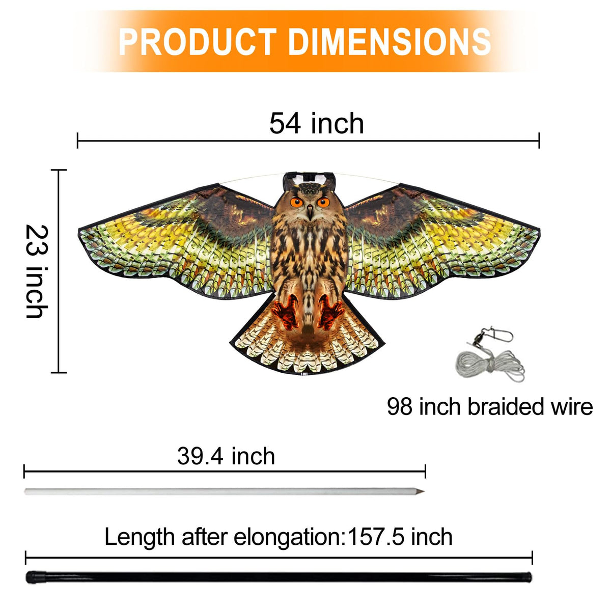 Flerigh Bird Scarer Kite with 360-base helps prevent tangles and extends service life.