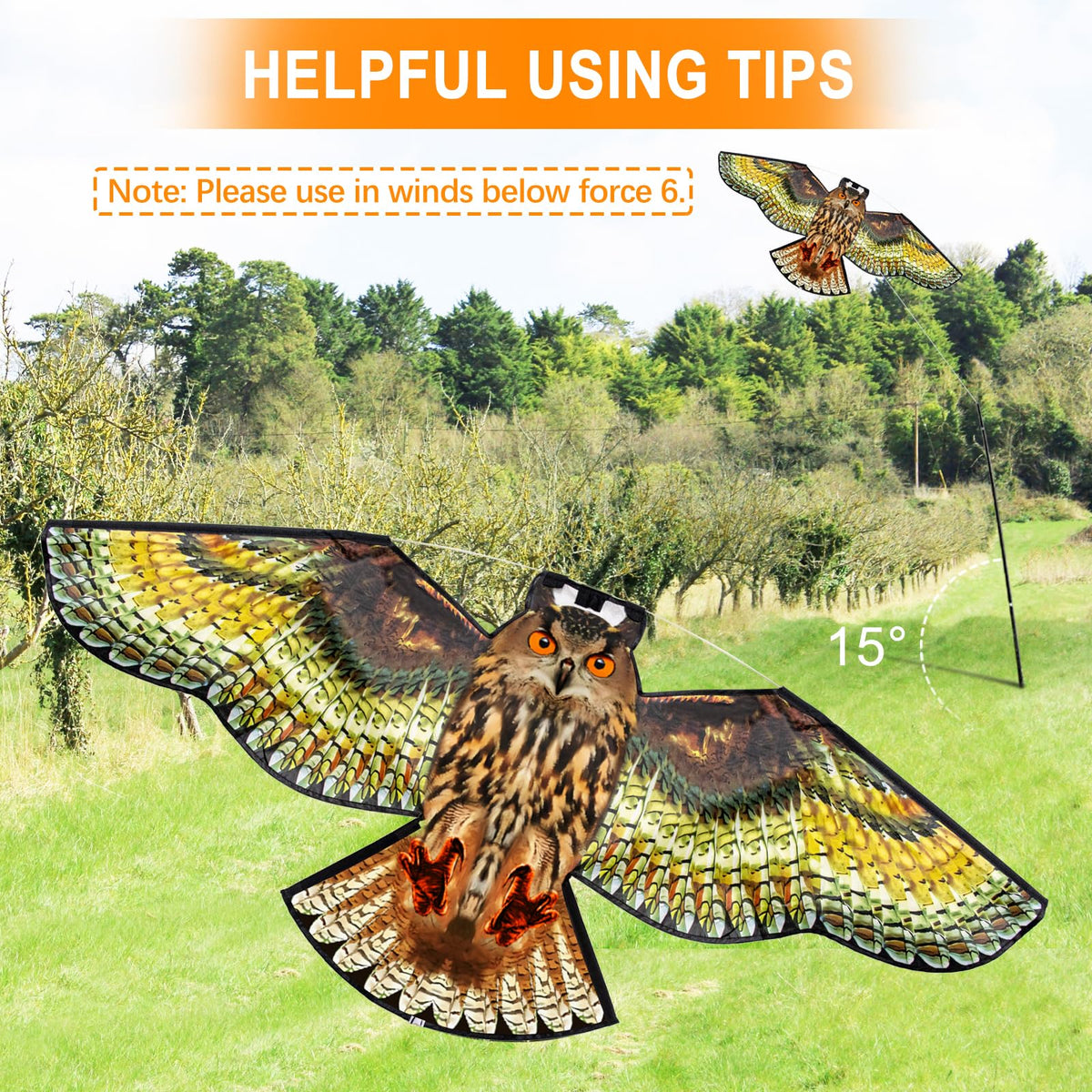 Flerigh Orchard and garden protection kite helps deter flocks in busy seasons.