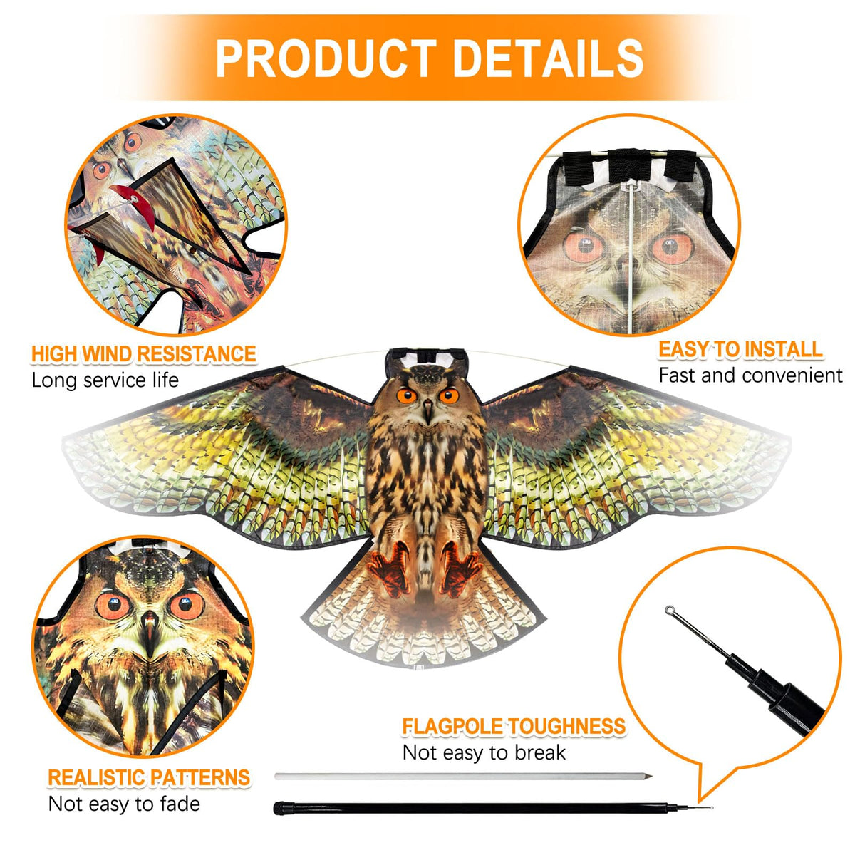 Flerigh Laser-cut pattern kite offers robust construction and reliable wind performance.