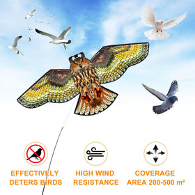 Flerigh Owl Kite features durable fabric and laser-cut design for long-lasting orchard protection.