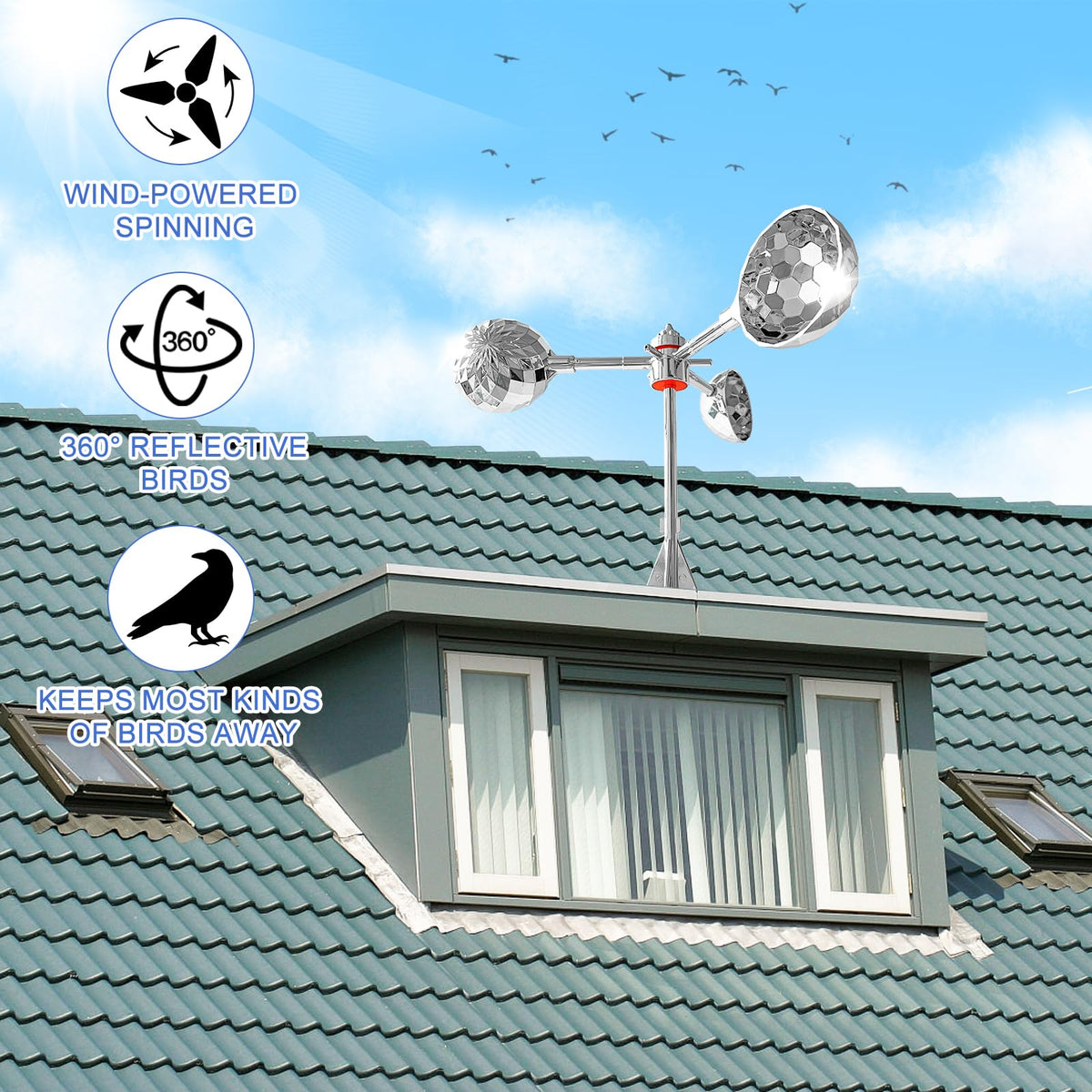 Flerigh roof patio boat application protecting outdoor areas from roosting birds