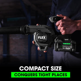 FLEX 24V blower with visible variable speed dial for flexible airflow control.