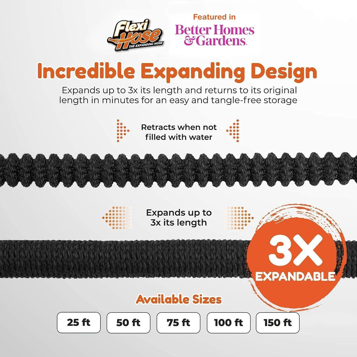 Flexi Hose Plus no-kink design prevents twists during watering sessions.