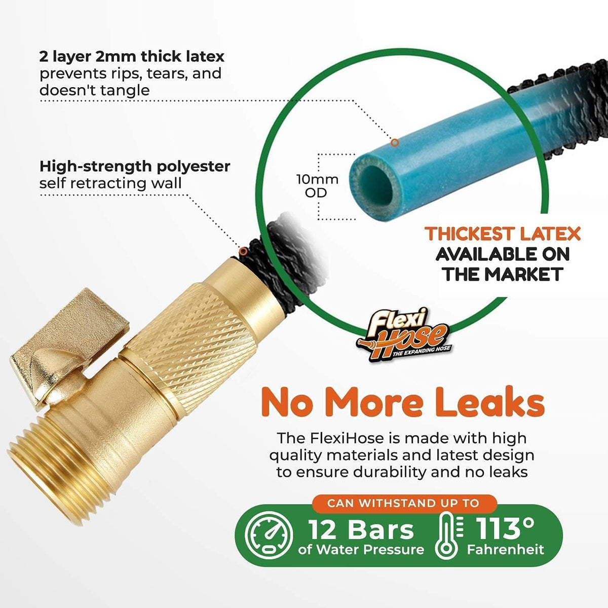 Flexi Hose Plus 3750D fabric protects the inner core.