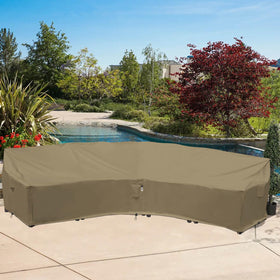 Flexiyard curved 190 inch size cover fitting a curved sectional