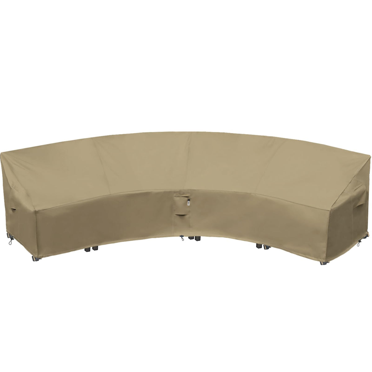 Flexiyard curved sofa cover on an outdoor sectional showing full protection