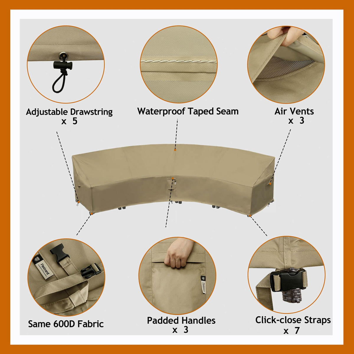 Close-up of Flexiyard 600D waterproof fabric for durability against rain