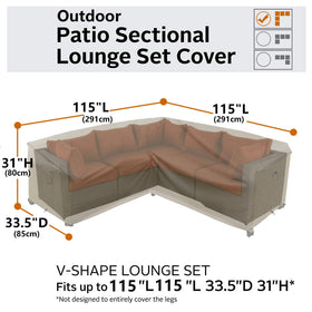 Flexiyard Desert Khaki fits 115 by 115 inch sectional sofas.