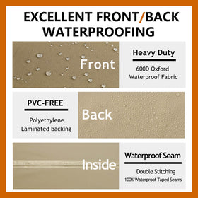 Flexiyard Desert Khaki cover shows rugged 600D fabric durability.