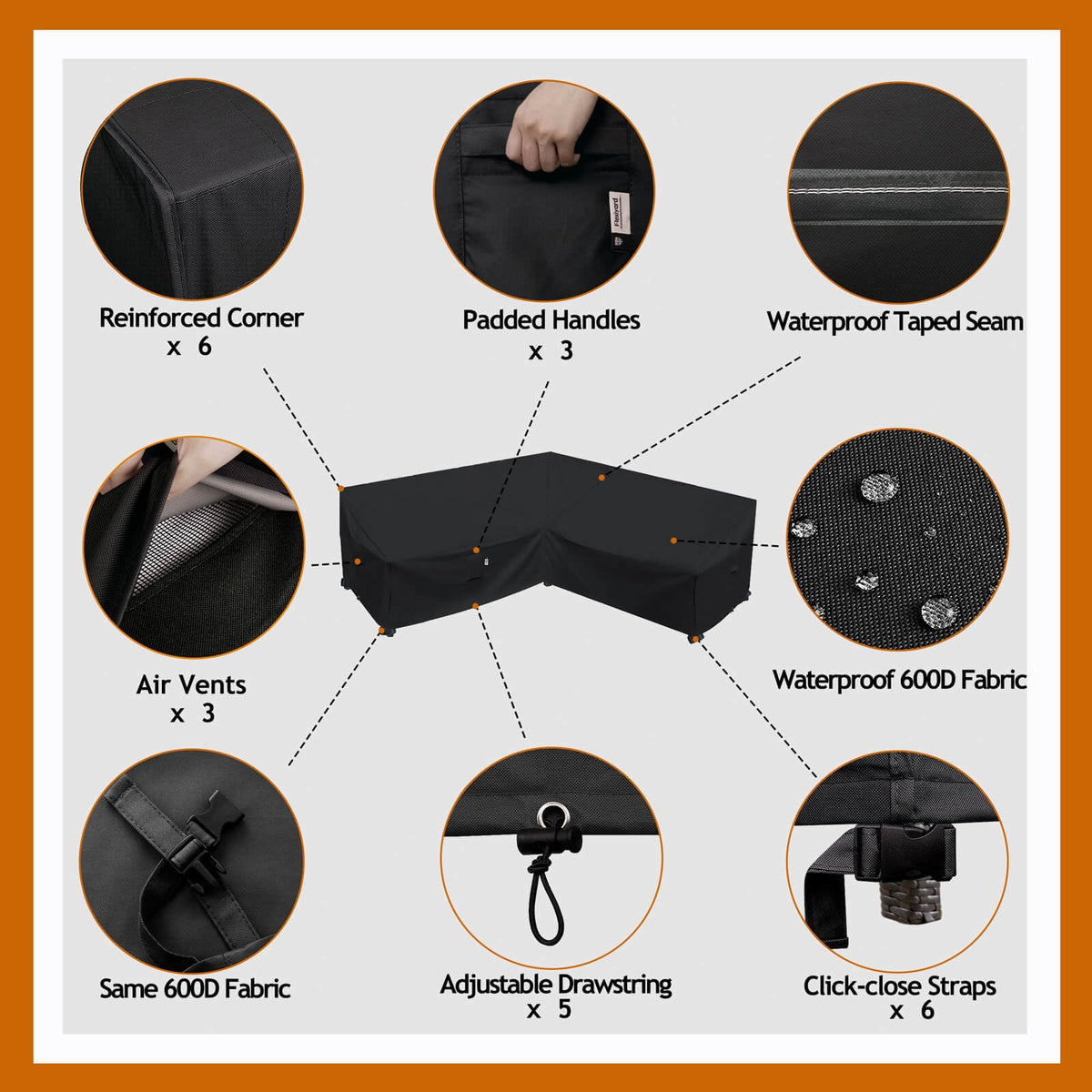 Secure click-close straps keep the Flexiyard cover in place during windy weather.