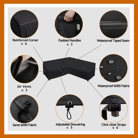 Secure click-close straps keep the Flexiyard cover in place during windy weather.