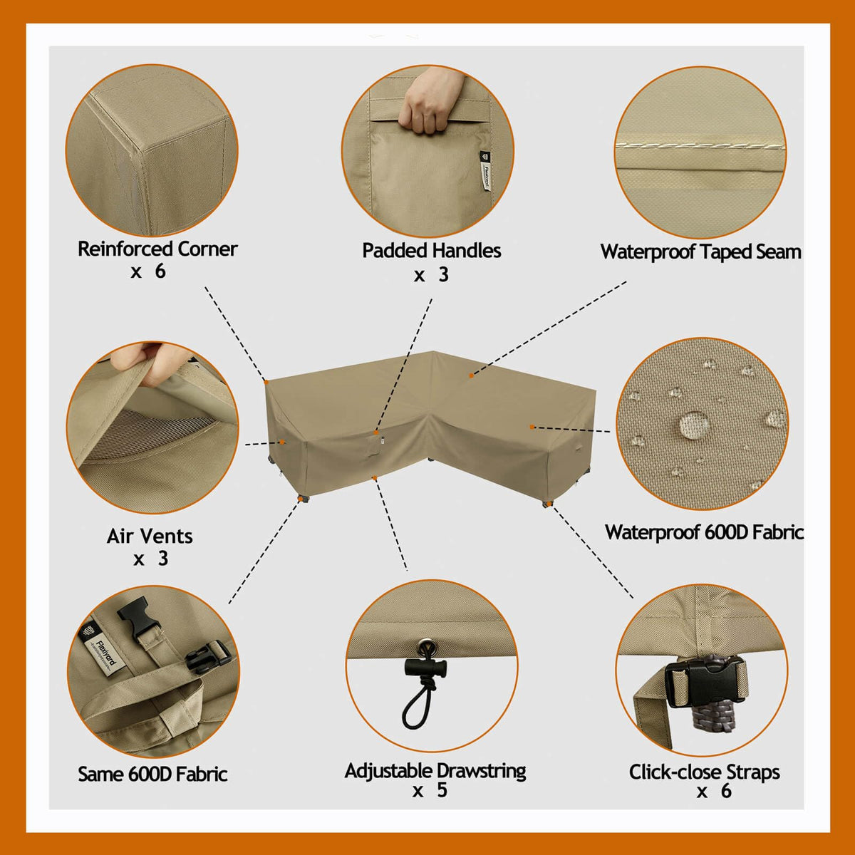 Flexiyard UV-stabilized coating visible on cover for sun protection of outdoor furniture