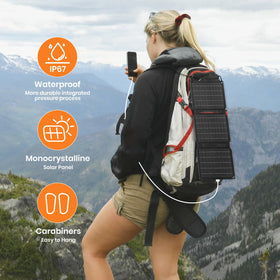 Charging a phone with FlexSolar 15W panel during hiking