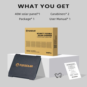 FlexSolar 40W camping setup shows easy fold-and-go operation.