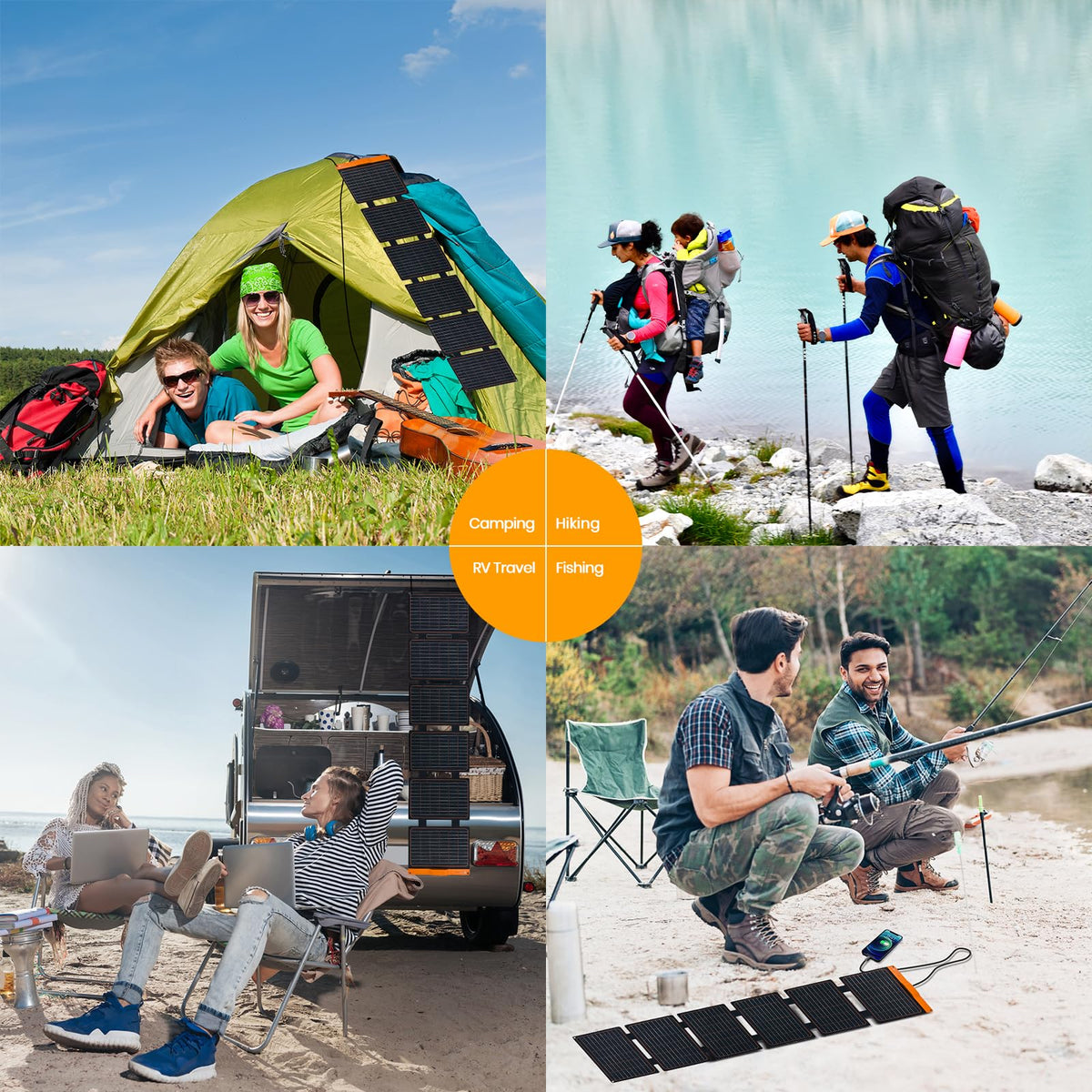 FlexSolar 60W Foldable Panel with 2 meter 4 in 1 cable for versatile charging.