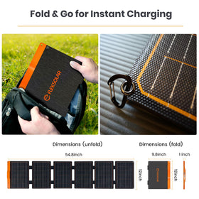 FlexSolar 60W Foldable Panel outdoors with IP67 waterproof nylon fabric.