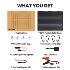 Portable FlexSolar setup supports charging on cars, boats, RVs, and tractors