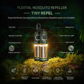 FlexTail repeller with camping light mode showcasing illumination