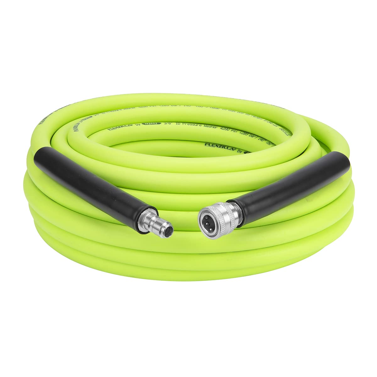 Flexzilla HFZPW426050Q-E hose coiled flat for easy storage.