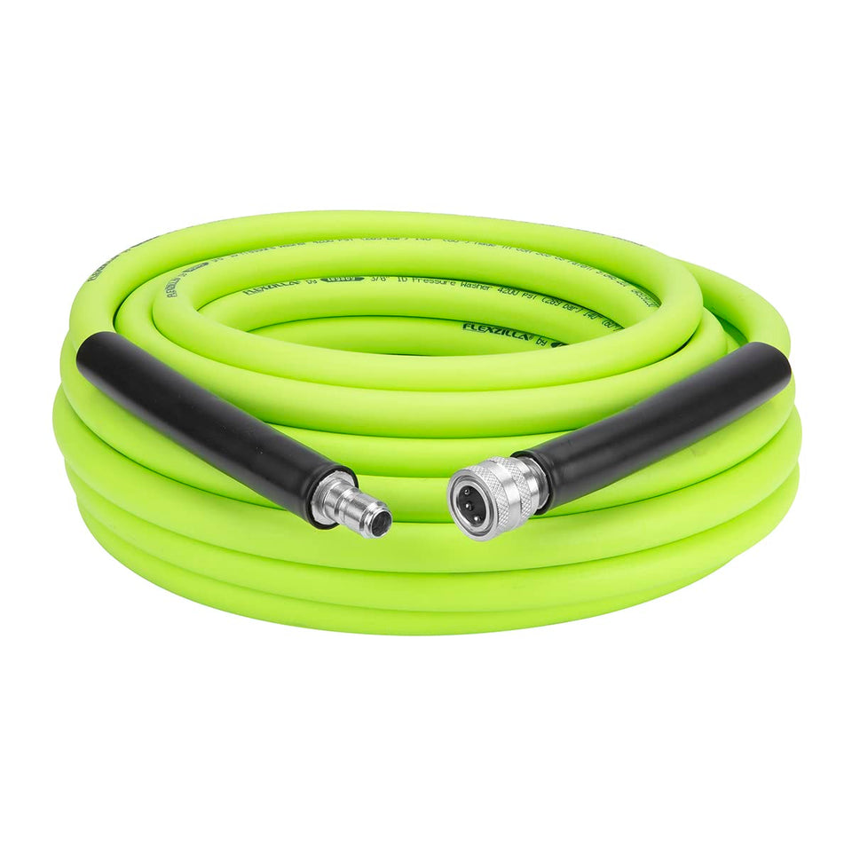 Flexzilla HFZPW426050Q-E hose coiled flat for easy storage.