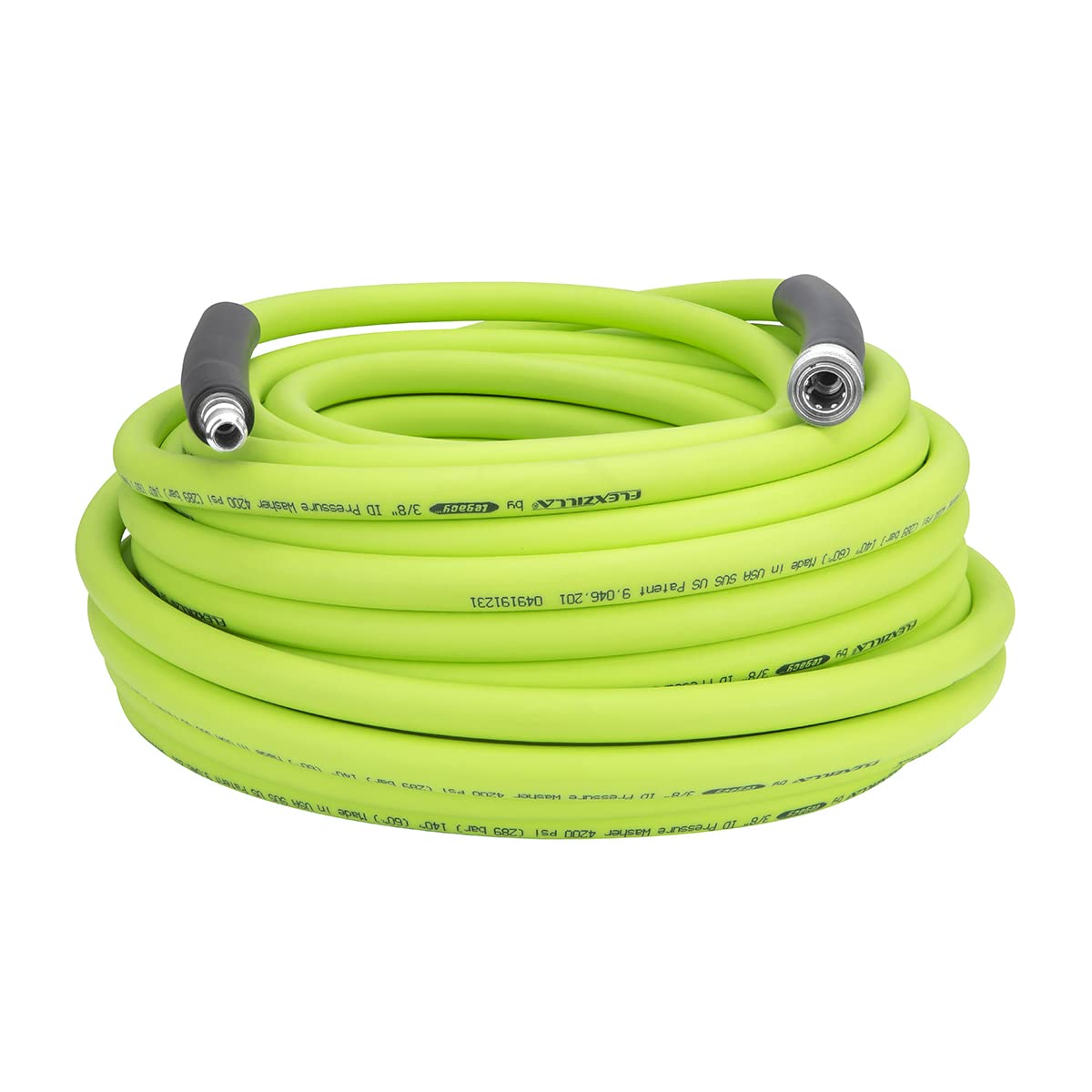 Flexzilla HFZPW426100Q-E hose extended for versatile high-pressure cleaning.