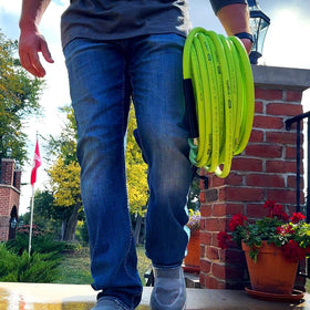 Flexzilla high-pressure fittings-ready hose for tough cleaning tasks.
