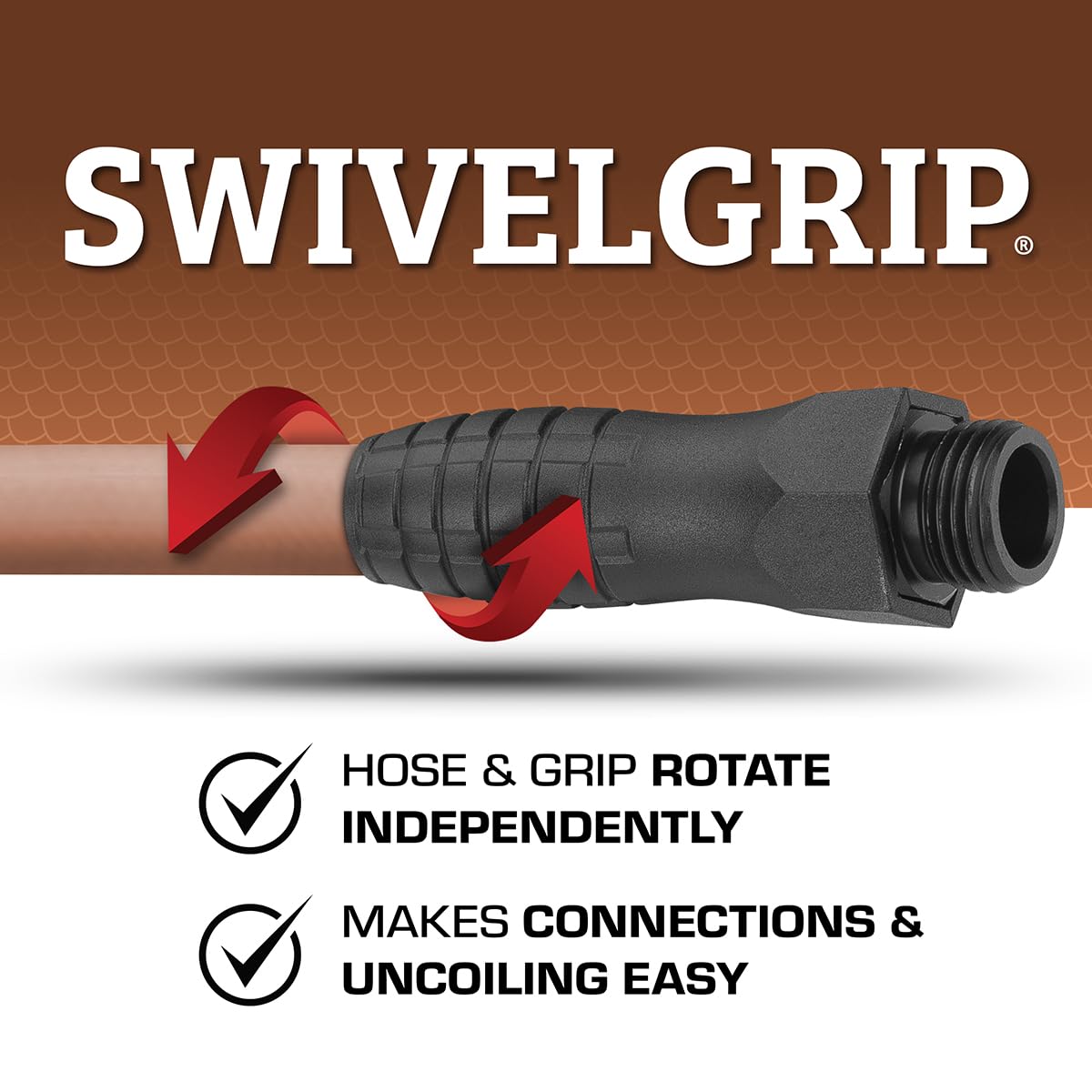 Hybrid polymer construction keeps the Flexzilla hose kink-free and easy to coil.