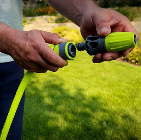 Flexzilla male plugs fit snugly into adapters for fast tool changes