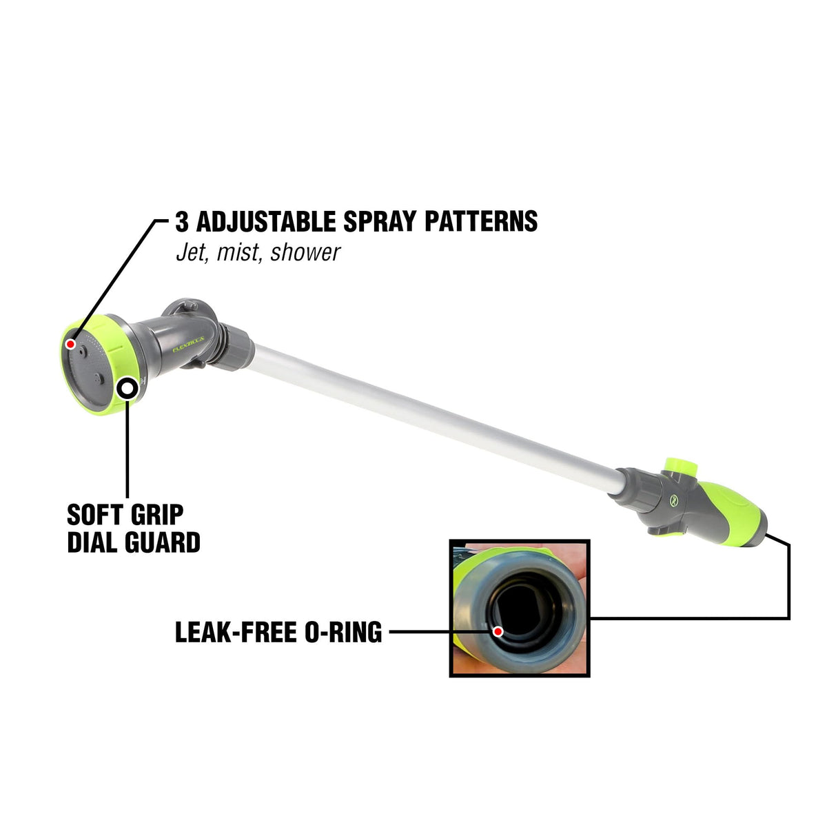 Flexzilla nozzle jet pattern provides a strong, direct spray for precise watering