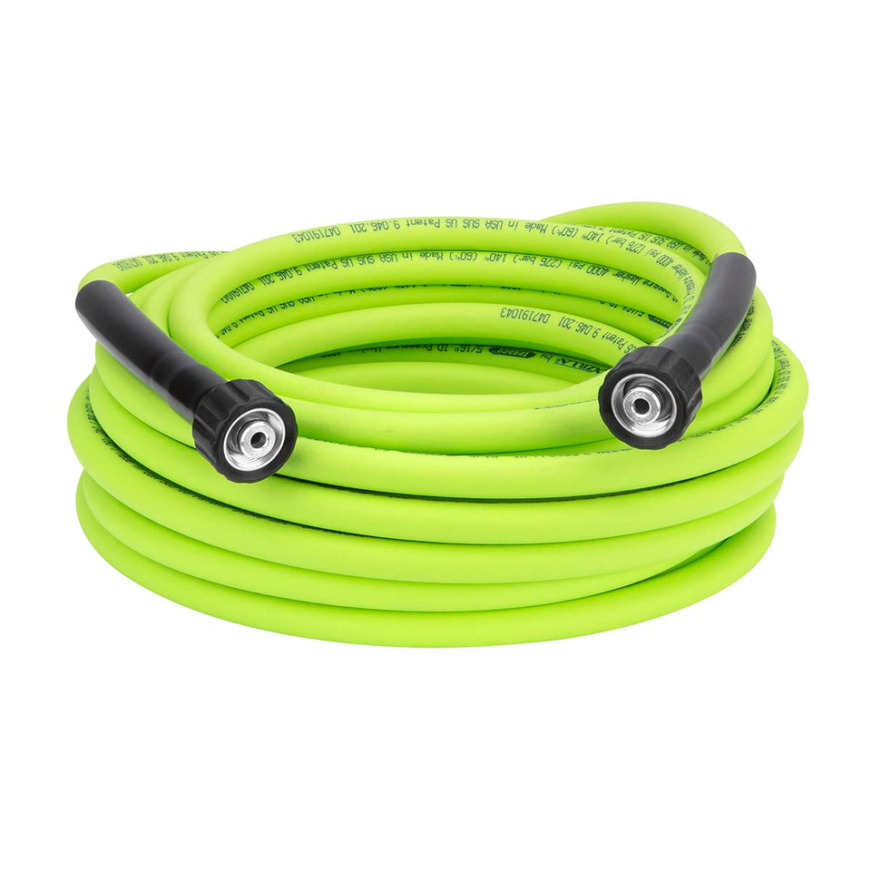 Flexzilla pressure washer hose, 50 ft, flexible under pressure for easier cleaning.