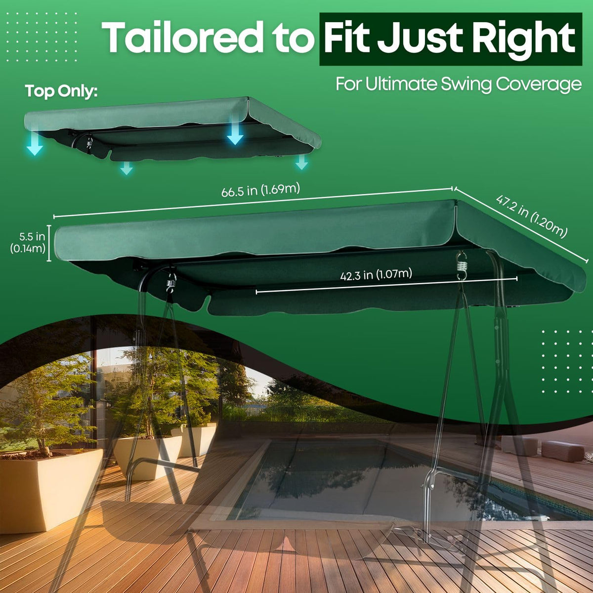 Flexzion 180gsm polyester canopy in green for long-lasting use