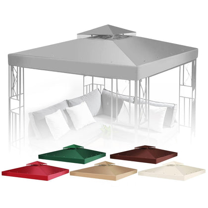 Flexzion Gazebo Cover 10x10 gray top viewed at angle for durable outdoor shade.