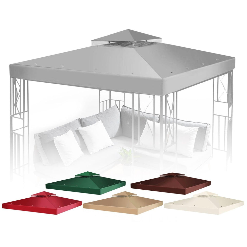 Flexzion Gazebo Cover 10x10 gray top viewed at angle for durable outdoor shade.