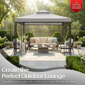 Flexzion Gazebo Cover 10x10 top ventilated to improve airflow.