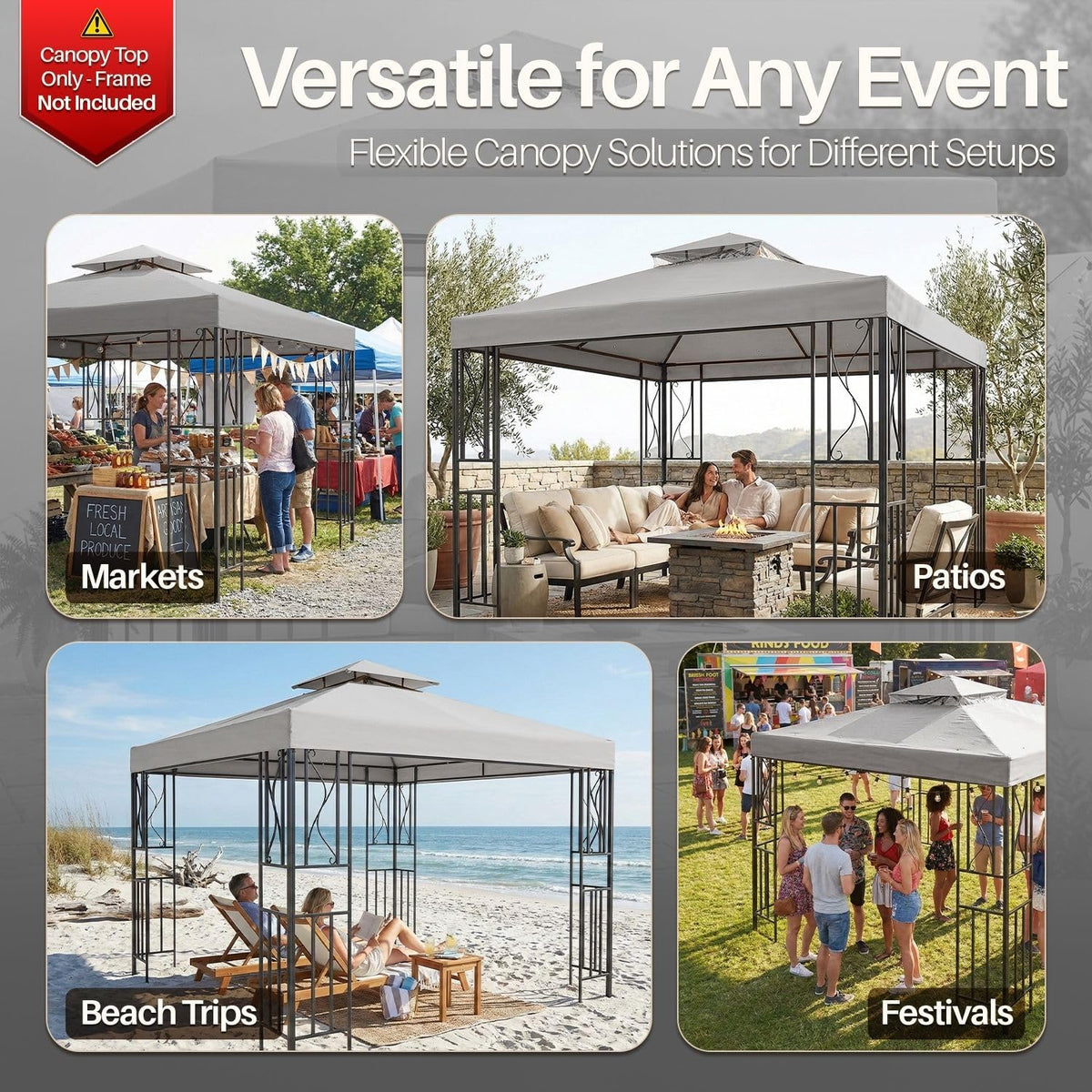 Flexzion Gazebo Cover made from durable material for long-lasting outdoor use.