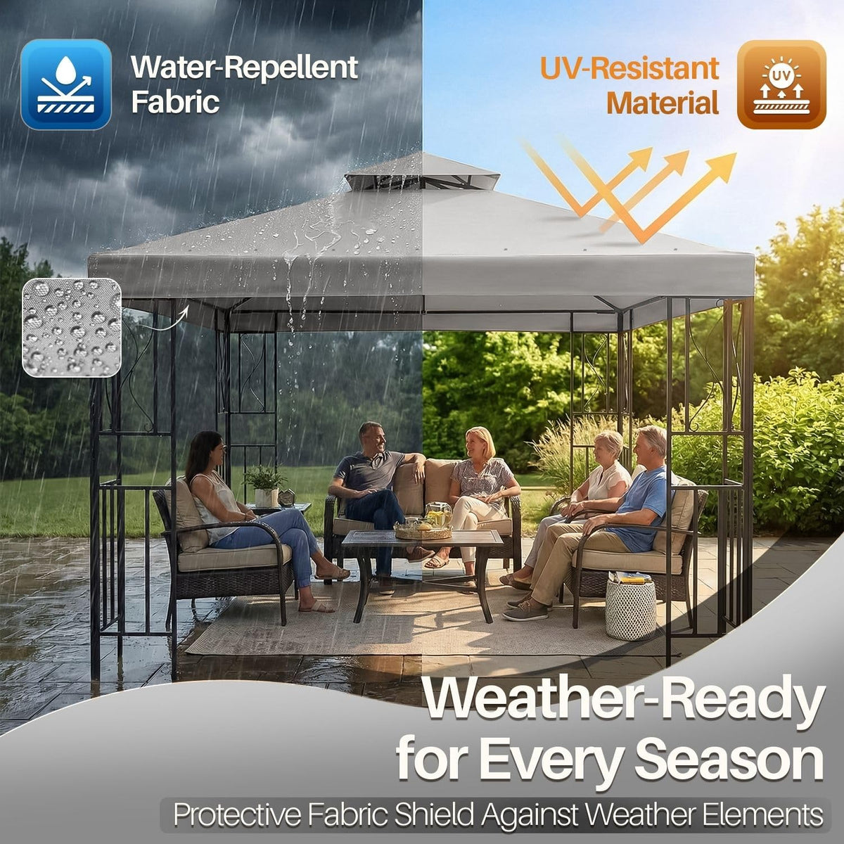 Flexzion Gazebo Cover easy-install design for quick replacement.