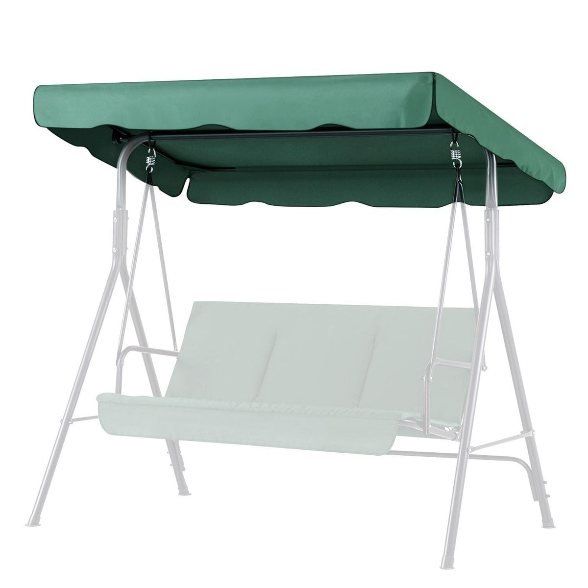 Flexzion swing canopy top in green, 77x43 inches, offers stylish shade for outdoor seating.
