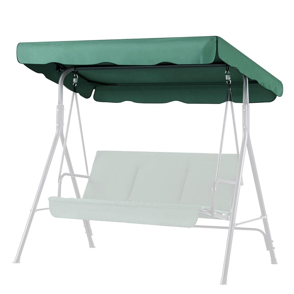 Flexzion swing canopy top in green, 77x43 inches, offers stylish shade for outdoor seating.