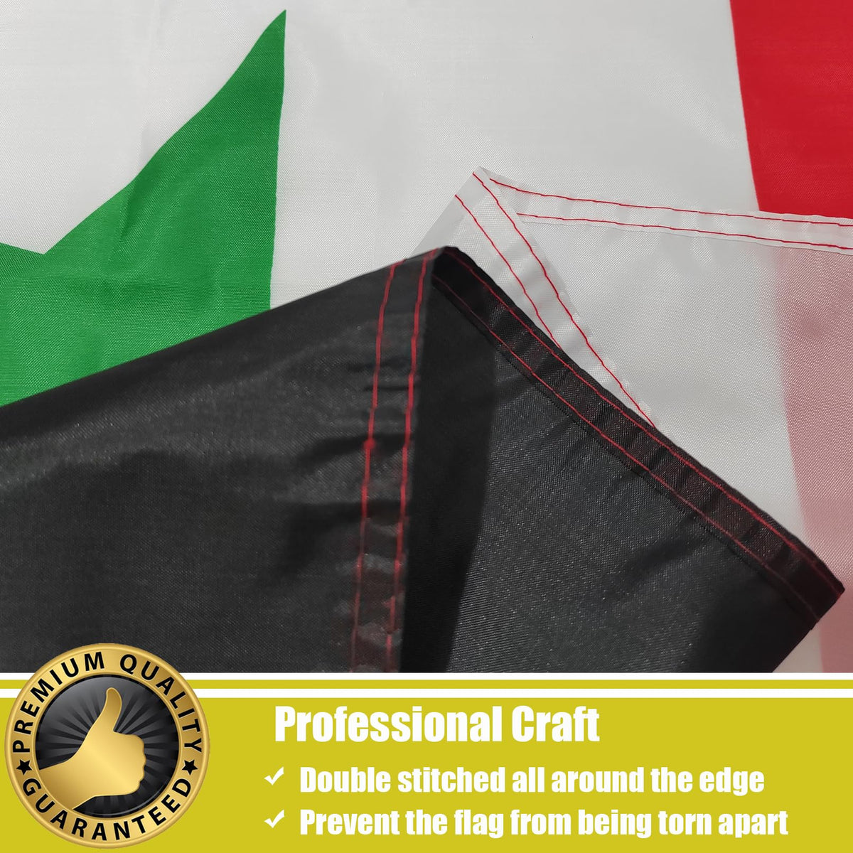 FLGCLUB Syria flag with canvas header and brass grommets for secure hanging