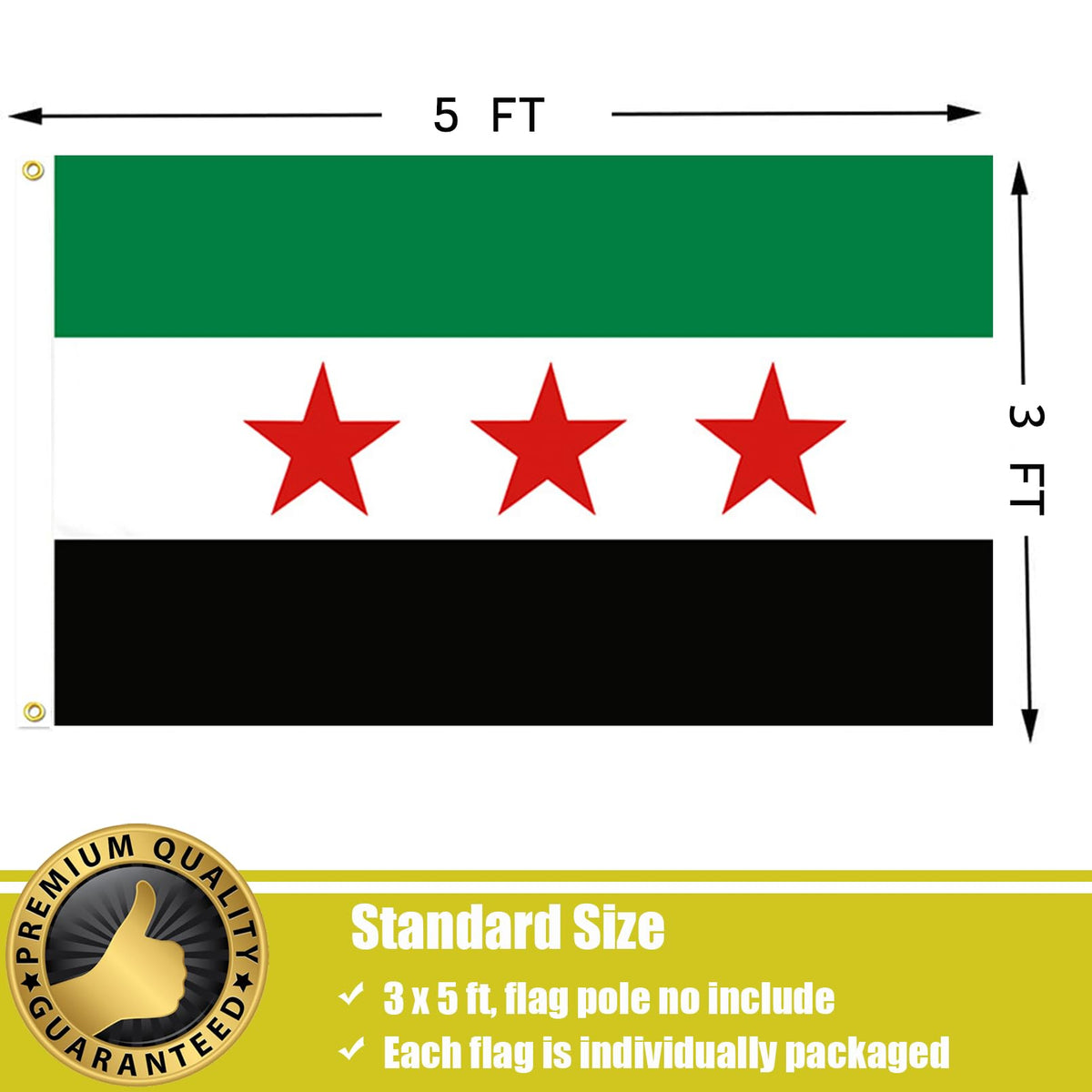 FLGCLUB Syria flag made of lightweight polyester for easy handling